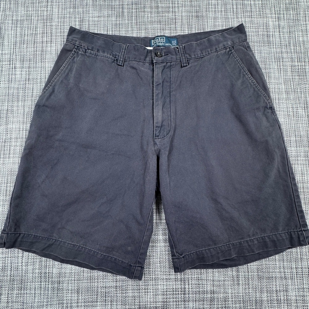 Polo Ralph Lauren Mens Prospect Chino Shorts 32 Navy Blue Flat Front Cotton